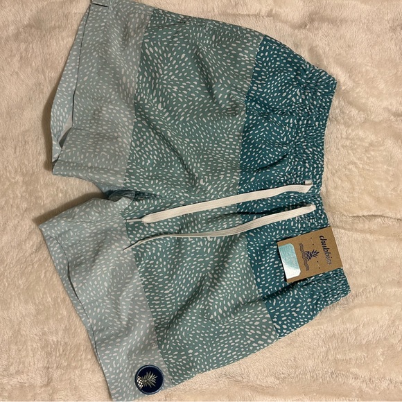 Chubbies Teal and Light Blue Swim Trunks